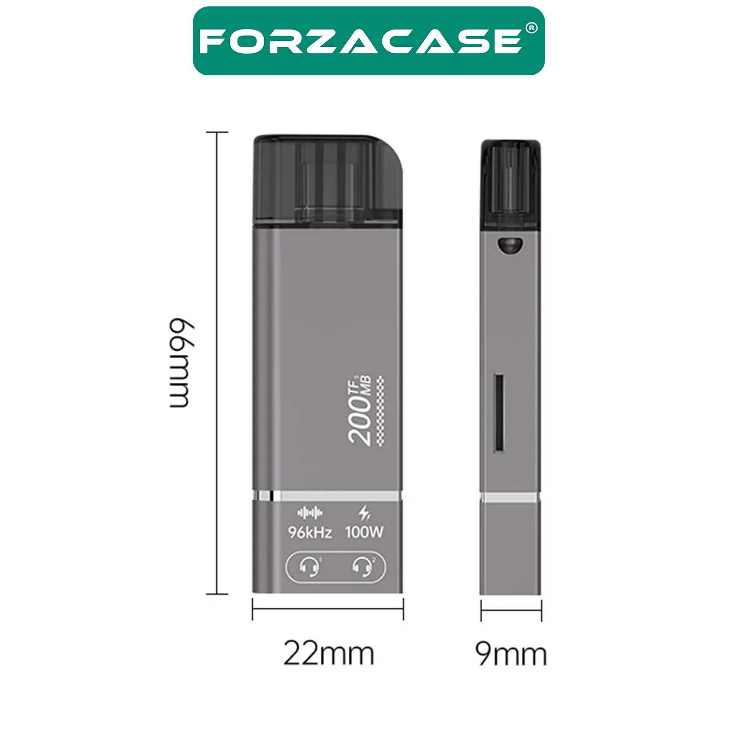 Forzacase 4in1 Taşınablilir Type-C to 3.5mm Aux , 100W PD ve TF Kart Okuyucu Çevirici Adaptör - FC1167
