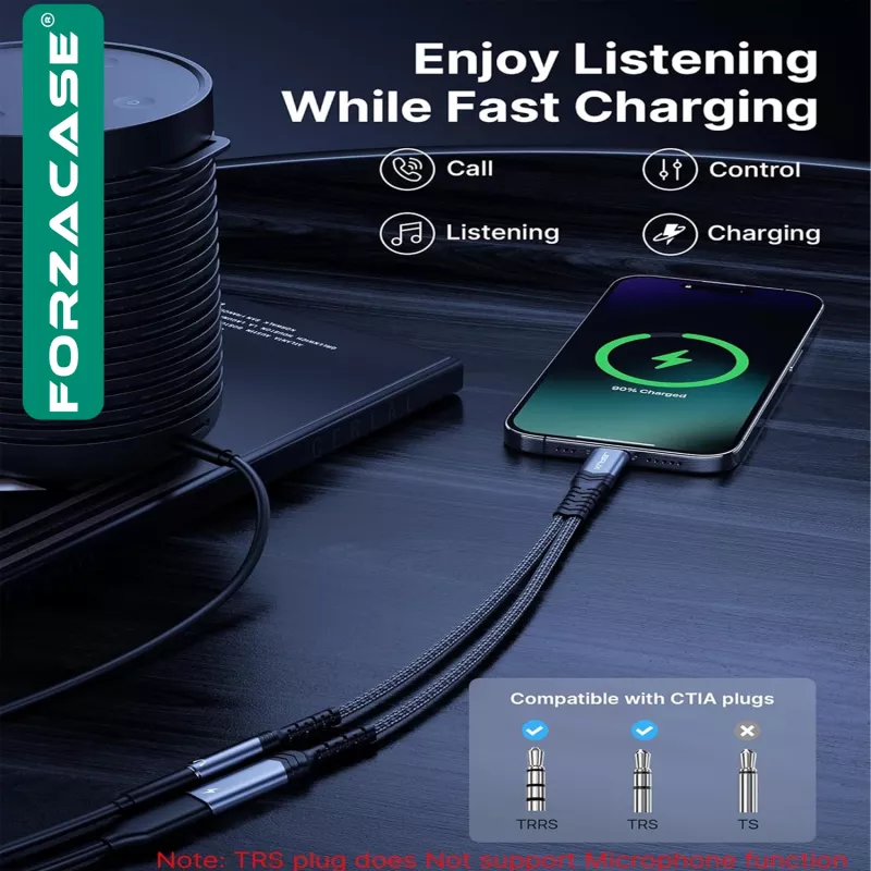 Forzacase 3in1 Type-C PD 100W Girişli 3.5 mm Aux Çevirici Kulaklık Jak Adaptör FC1168