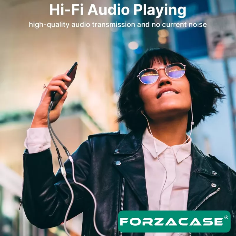 Forzacase 3in1 Type-C PD 100W Girişli 3.5 mm Aux Çevirici Kulaklık Jak Adaptör FC1168