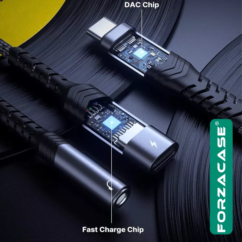 Forzacase 3in1 Type-C PD 100W Girişli 3.5 mm Aux Çevirici Kulaklık Jak Adaptör FC1168