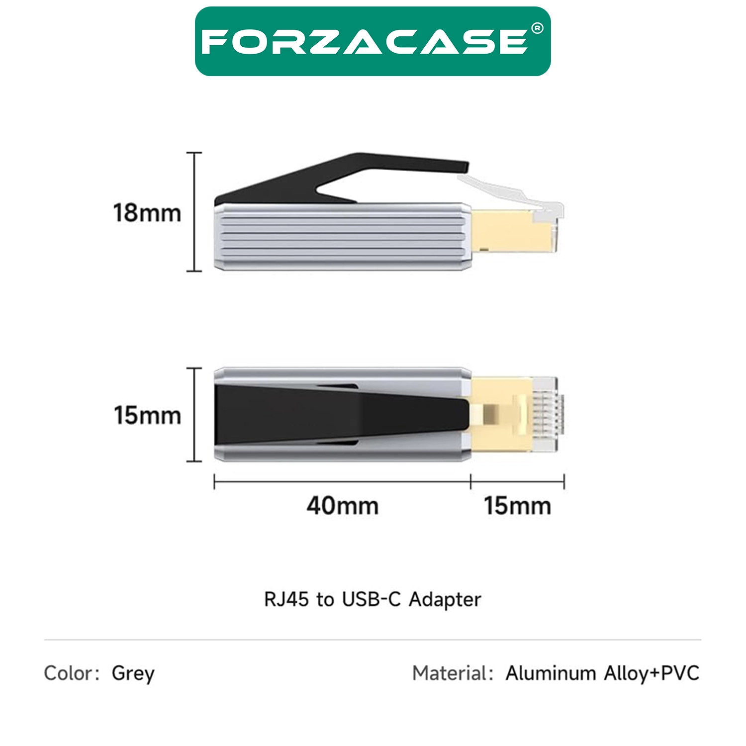 Forzacase Tablet Telefon PC için Taşınabilir Type-C to RJ45 Ethernet Adaptörü - FC1169