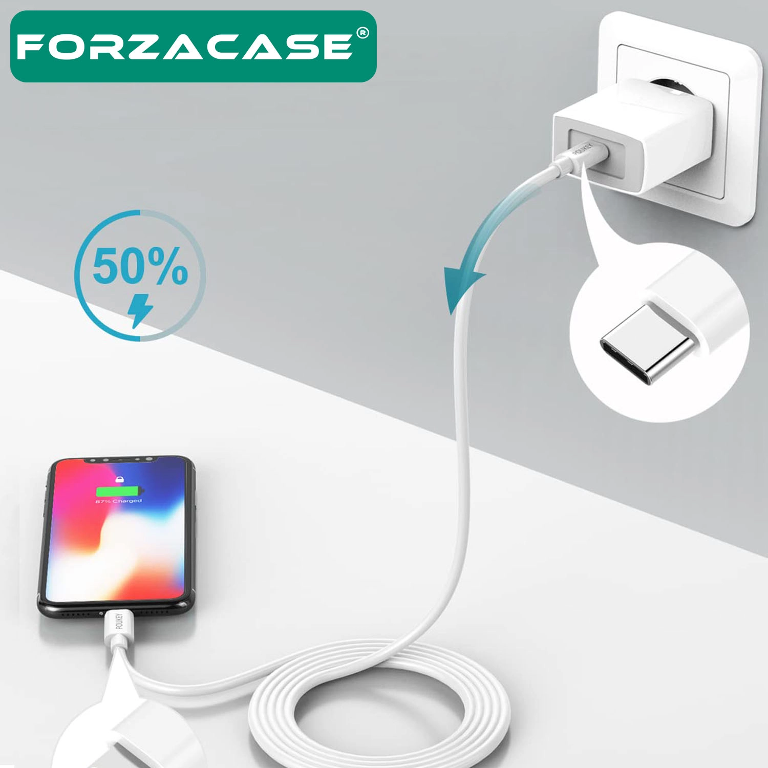 Forzacase USB-C Type-C to Lightning Kablosu PD Şarj Kablosu 3 metre - FC1173