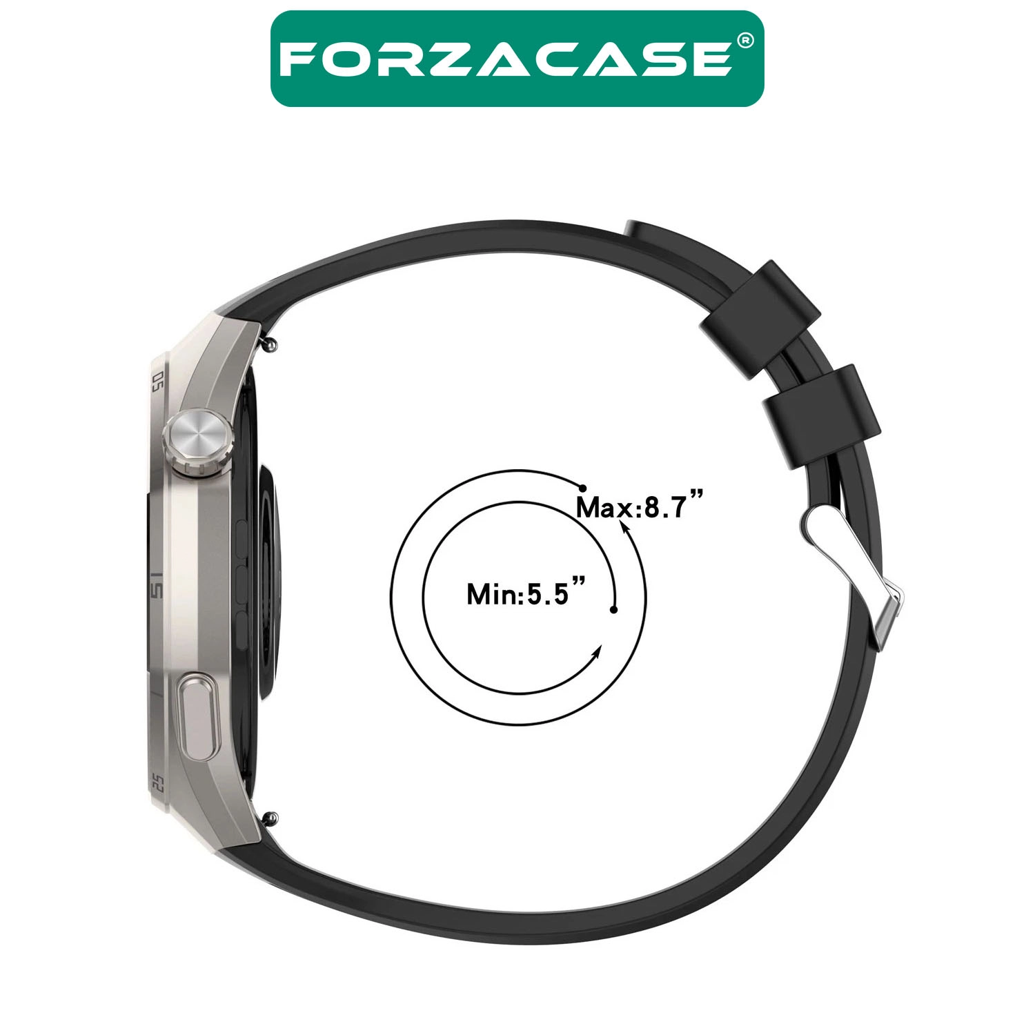 Forzacase Huawei Watch GT 6 Pro 46mm ile uyumlu Özel Tasarım Tokalı Silikon Kordon Kayış - FC1175