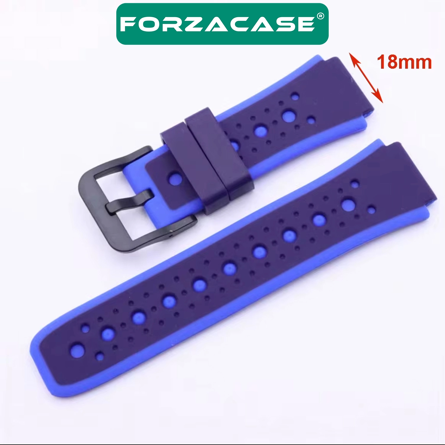 Forzacase 18mm Akıllı Çocuk Saatleri ile uyumlu Çift Renk Şık Silikon Kordon Kayış - FC1177