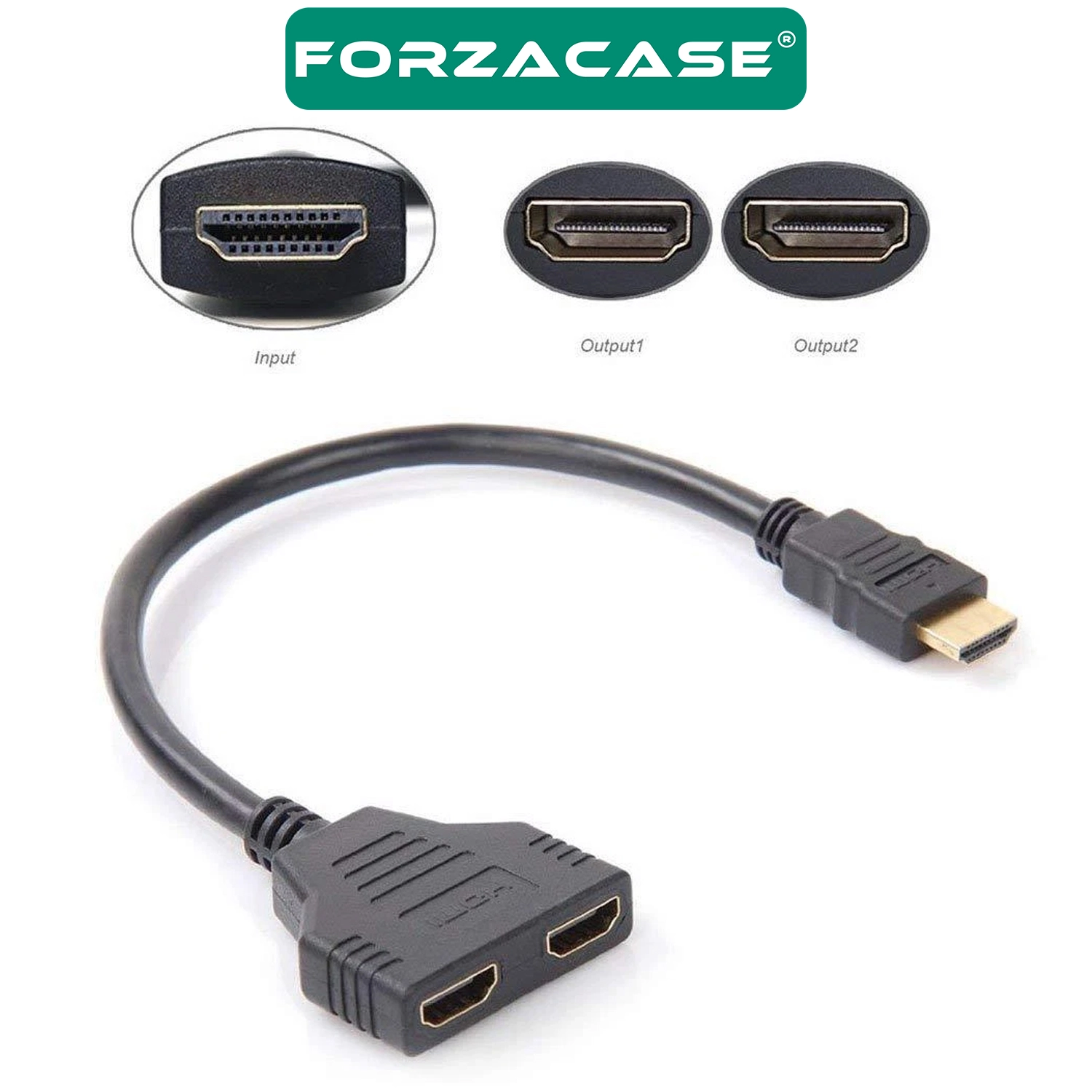 Forzacase 2 Port 4K HDMI 1x2 Switch Ekran Monitör Splitter Çoğaltıcı Çoklayıcı Kablo 30cm - FC1184