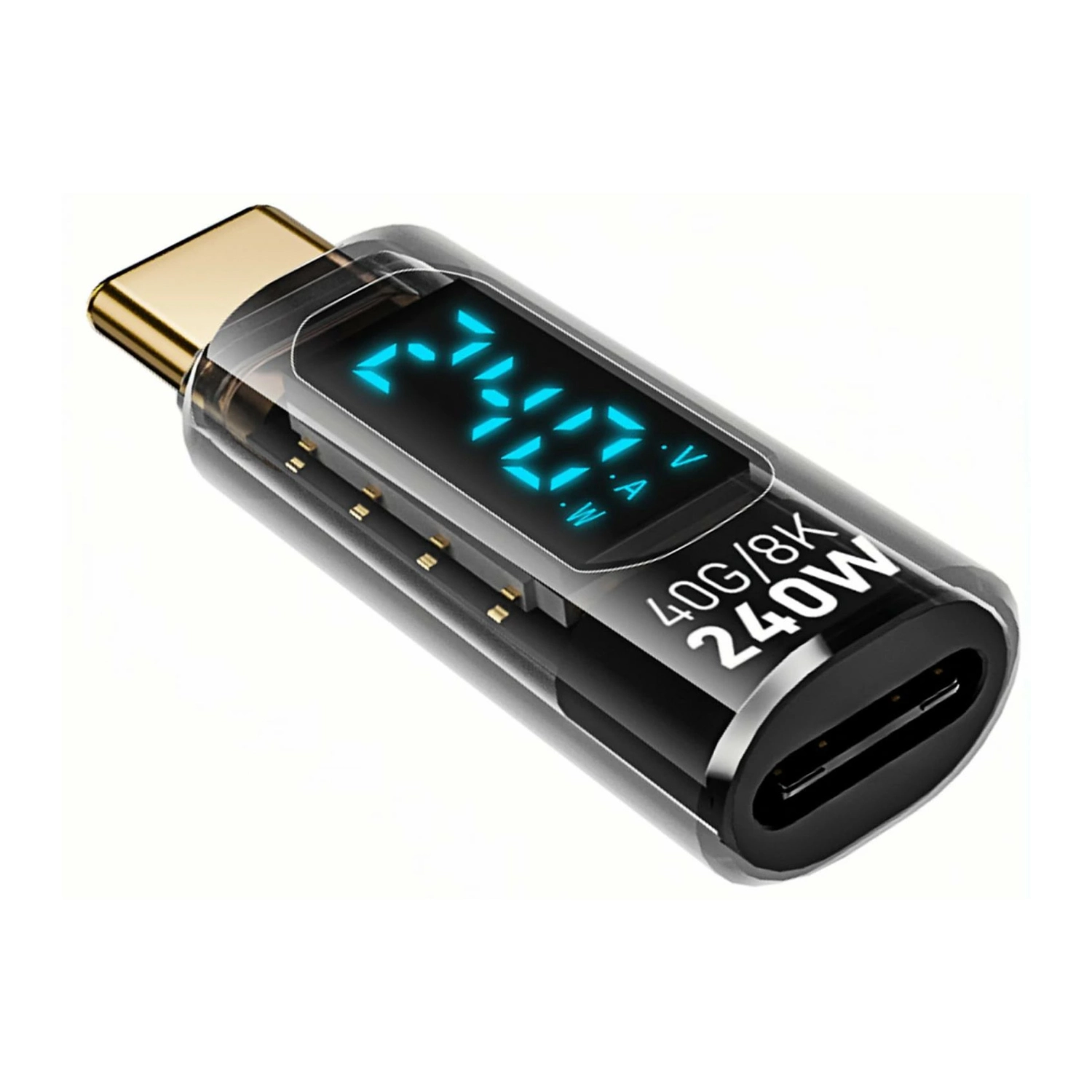 Forzacase 240W PD 3.1 Hızlı Şarj 40Gbps Data Veri Aktarıcı Dijital Ekranlı Type-C Adaptör - FC1185