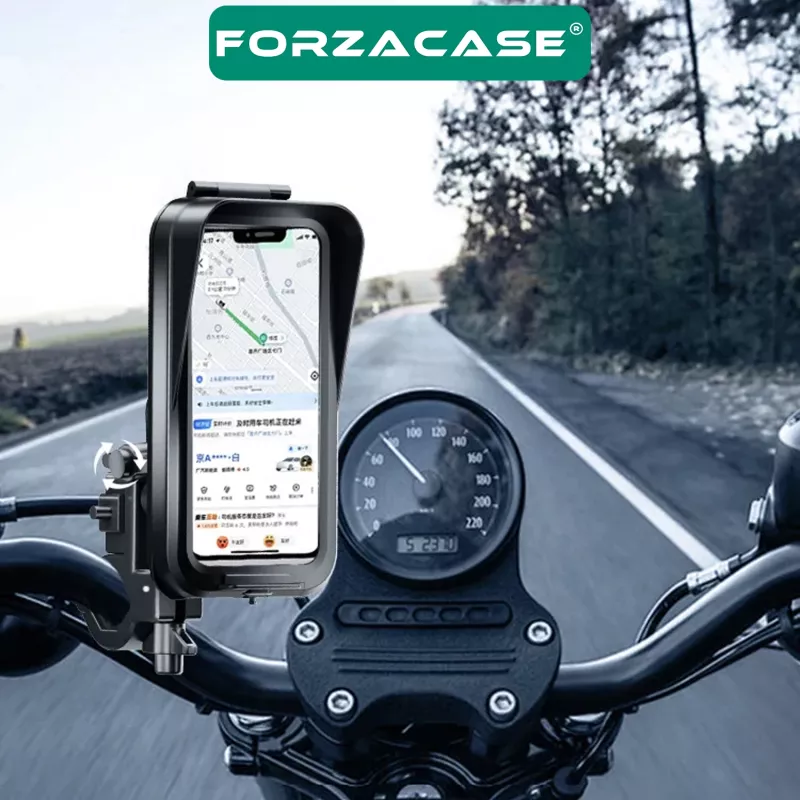 Forzacase Bisiklet Motosiklet Scooter için Gidon Uyumlu Önü Kapalı Su Geçirmez Telefon Tutucu FC1186