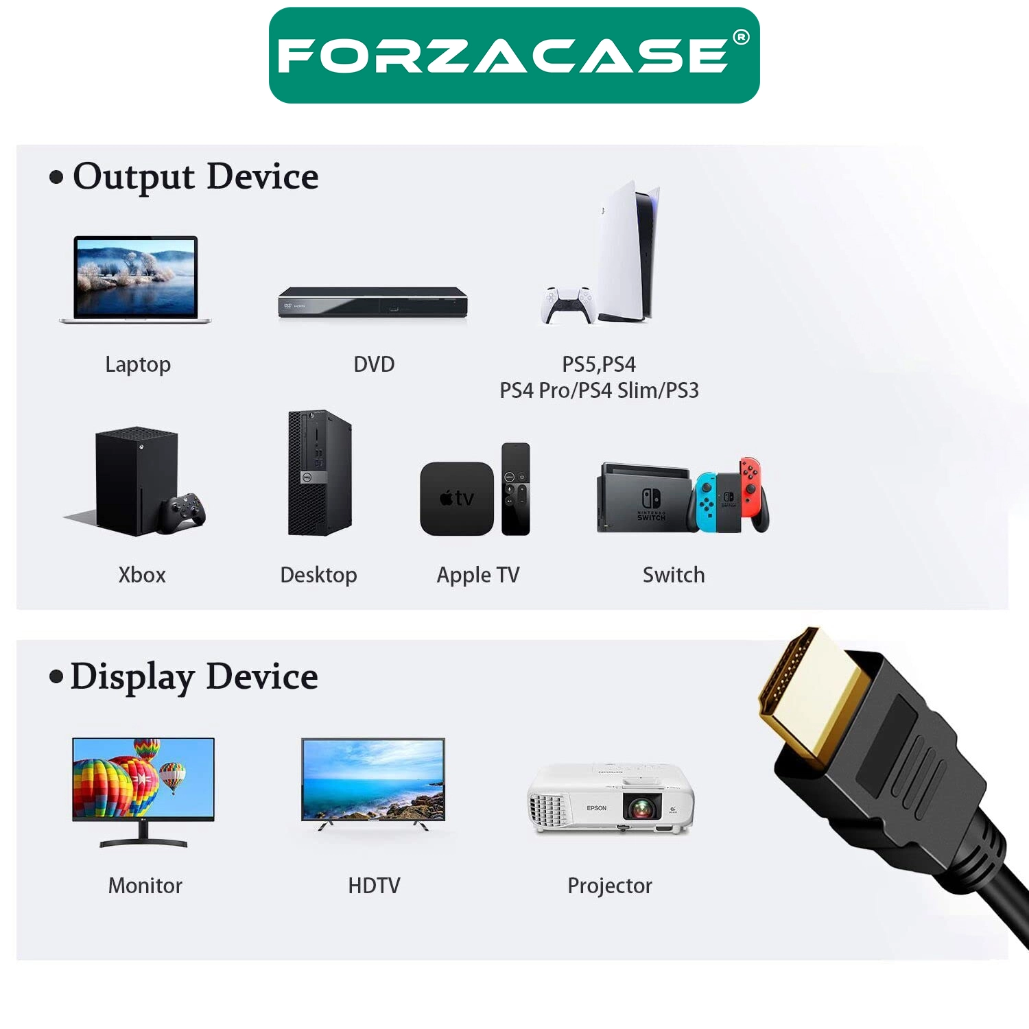 Forzacase HD 1080p TV PC Projeksiyon Uyumlu Hdmi Uzatma Kablosu Dişi Erkek 1,5 Metre - FC1187