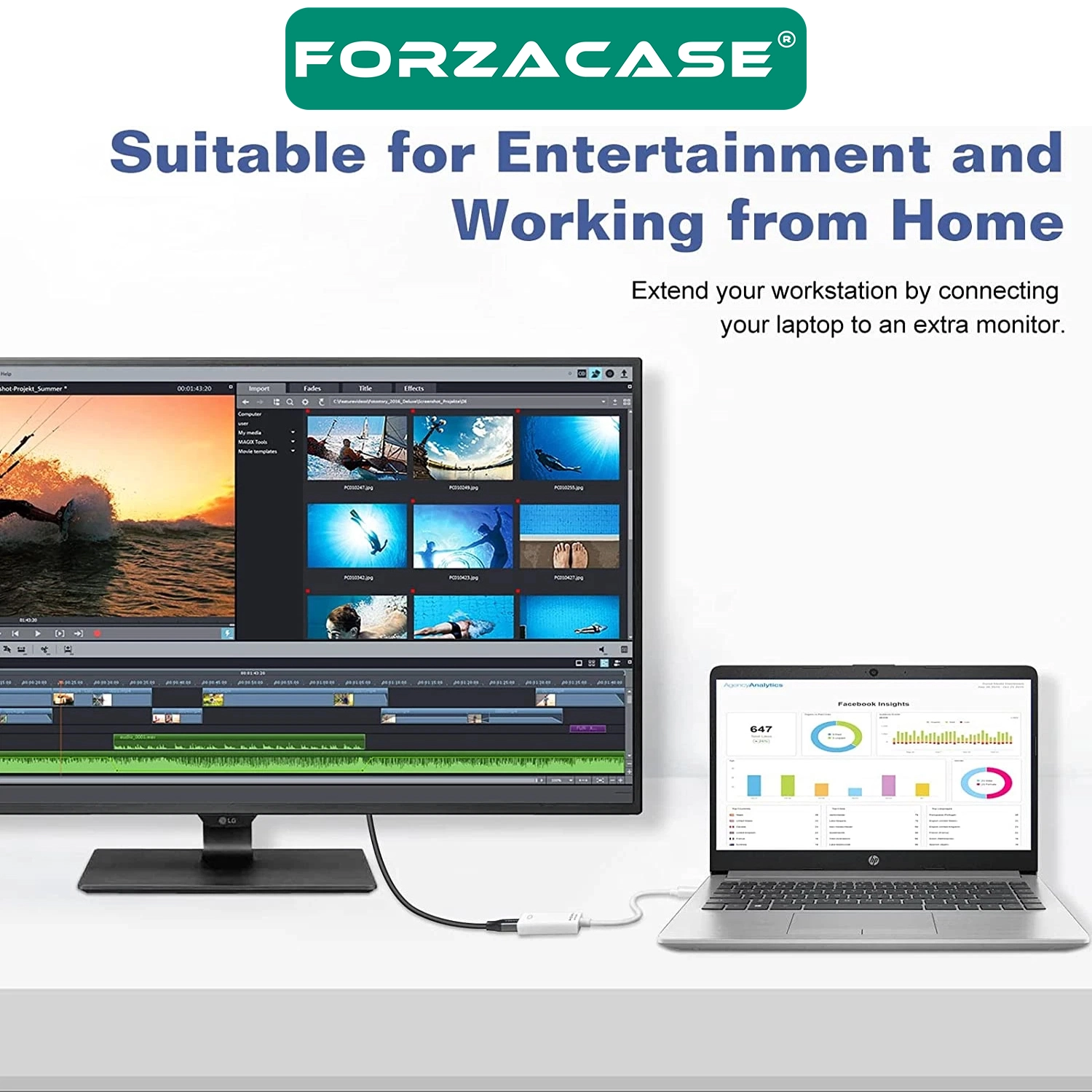 Forzacase 4K HD Mini DisplayPort to HDMI Dönüştürücü Adaptör Kablo 30 cm - FC1190