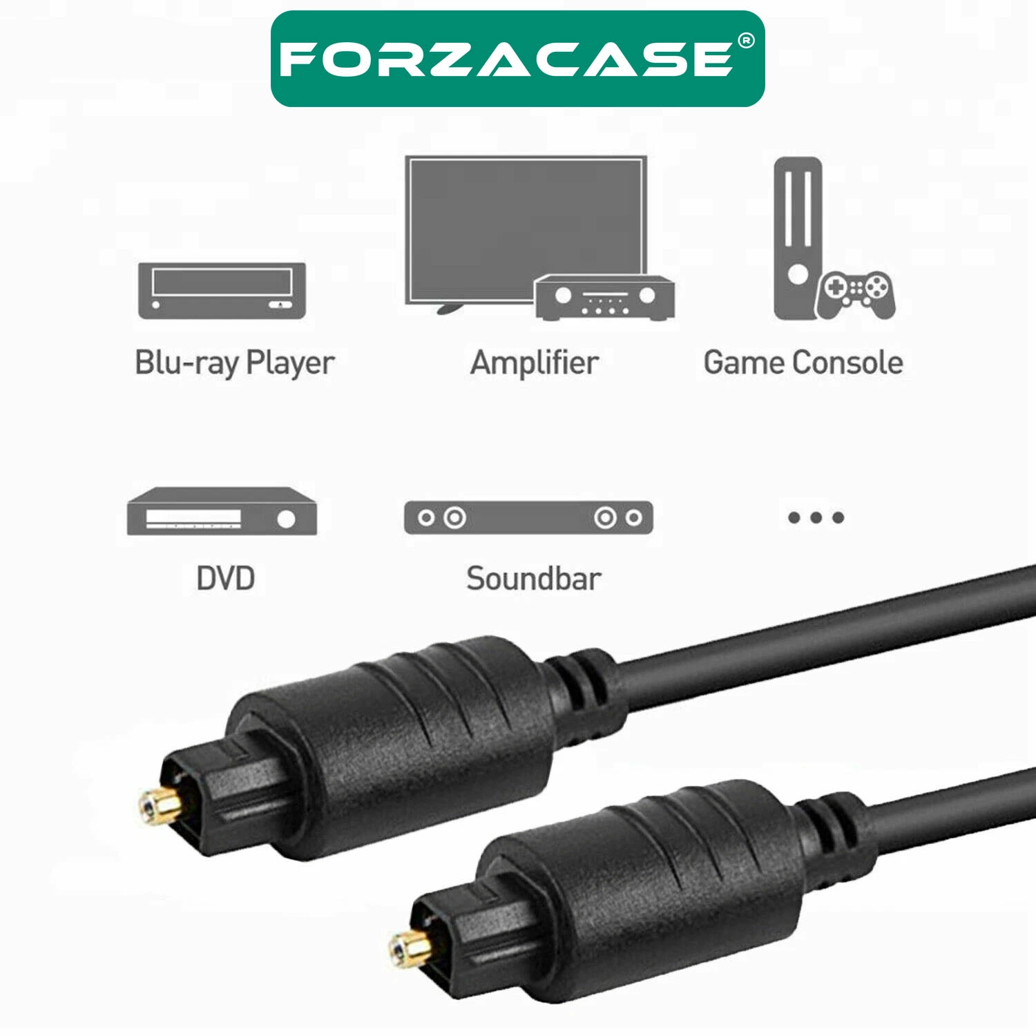 Forzacase TV Soundbar uyumlu Dijital Optik Ses Kablosu Toslink Fiber Optik Kablo 2 metre - FC1193