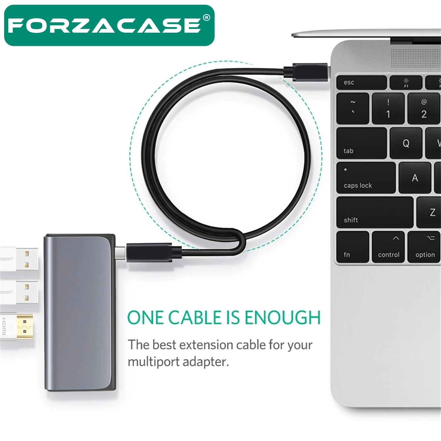 Forzacase Type-C Uzatma Kablosu 1 Metre Hızlı Şarj ve Veri Aktarım Destekli - FC1195