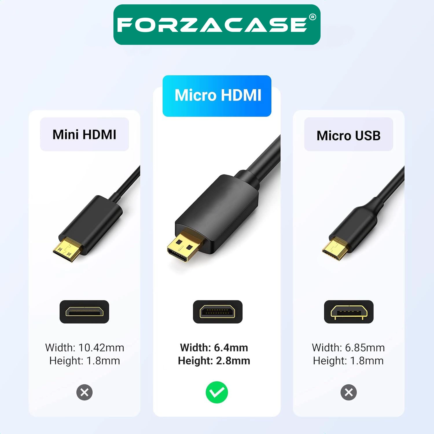 Forzacase Micro HDMI to HDMI Kablo 2m Raspberry Pi Kamera GoPro Uyumlu Çevirici - FC1198