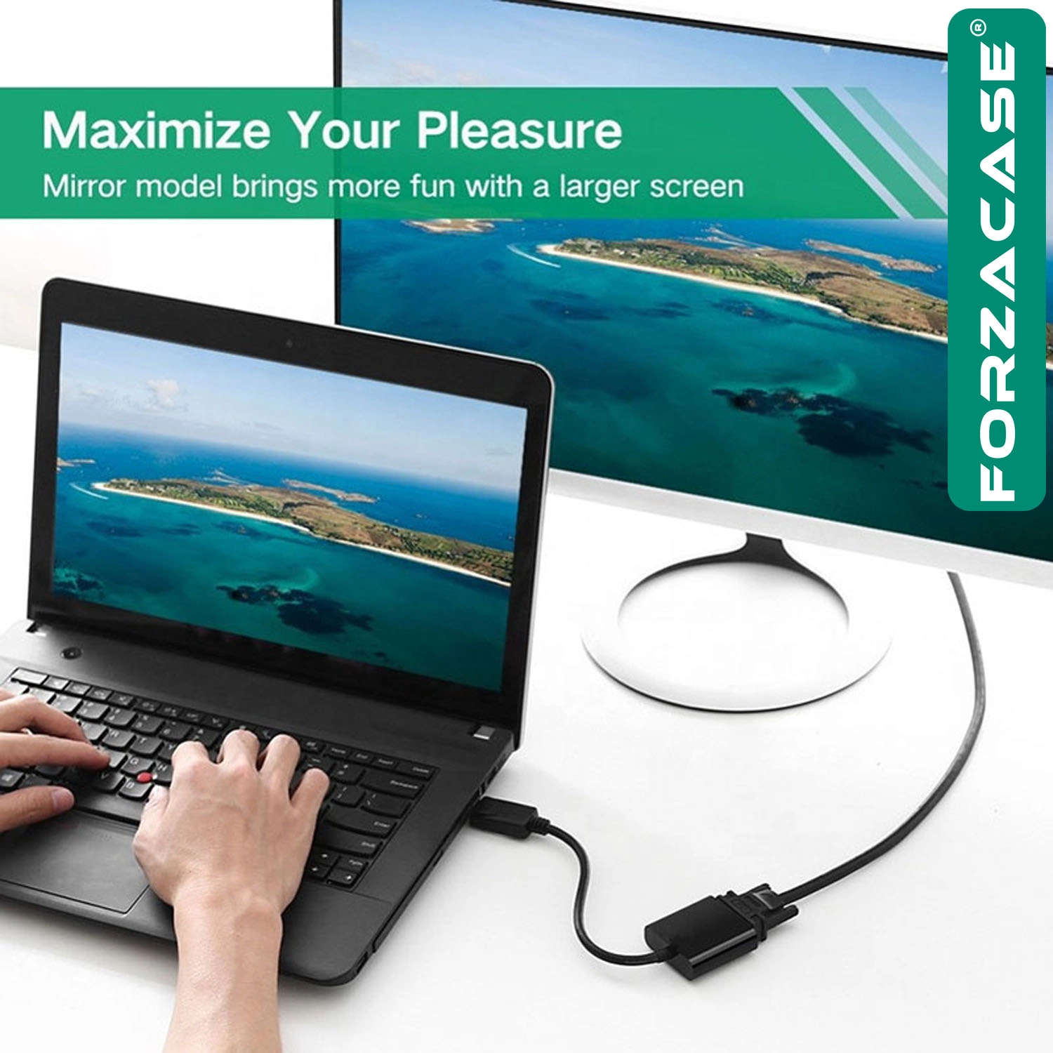Forzacase DisplayPort (DP) to VGA Adaptör Çevirici DP Erkek - VGA Dişi Görüntü Aktarıcı - FC1202