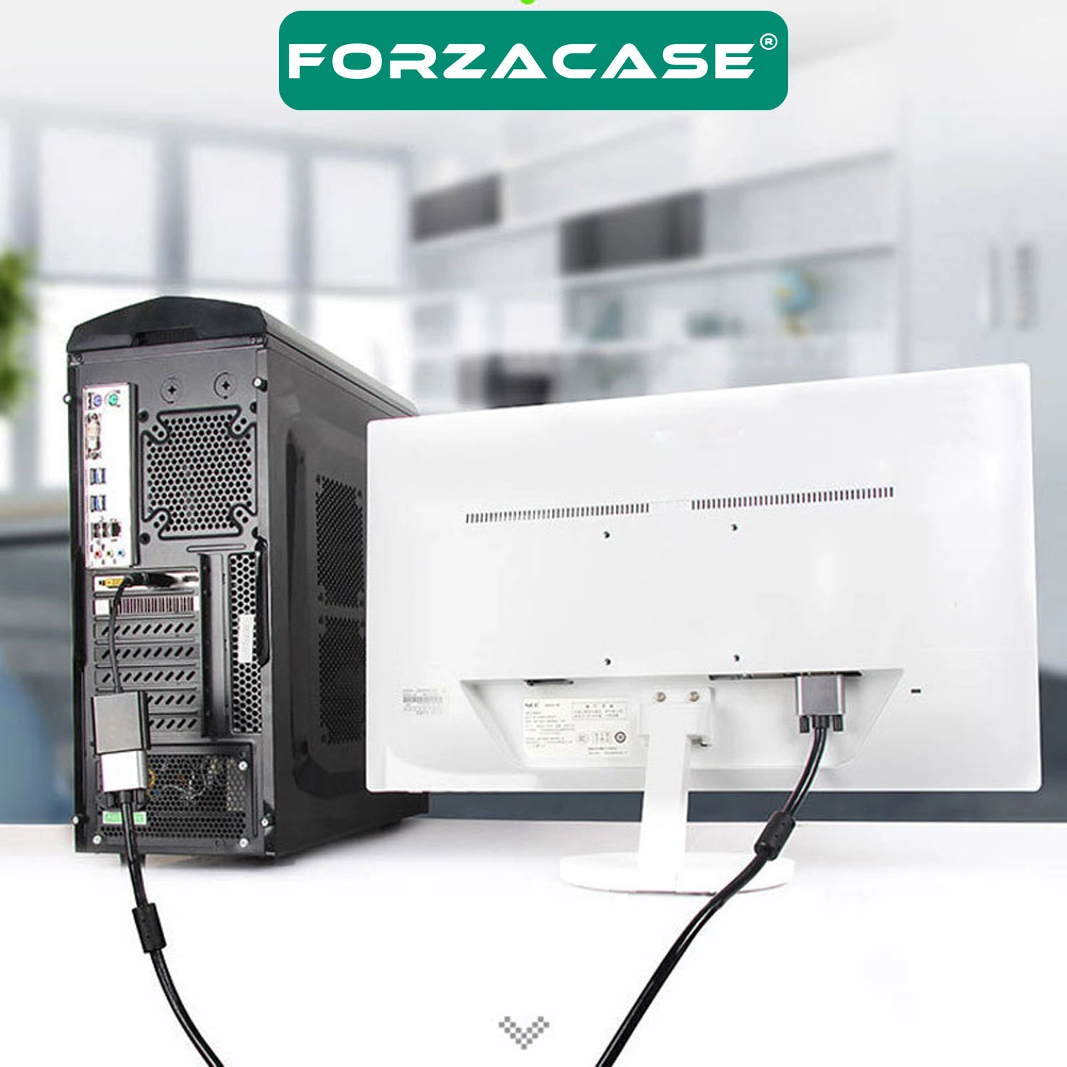 Forzacase DisplayPort (DP) to VGA Adaptör Çevirici DP Erkek - VGA Dişi Görüntü Aktarıcı - FC1202