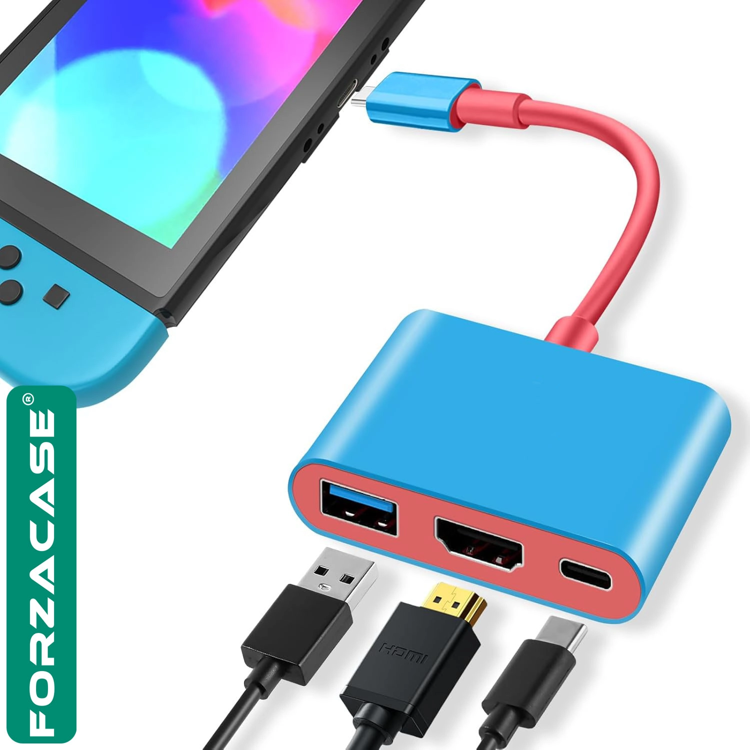 Forzacase Nintendo Switch 1-2 için 3in1 Type C HDMI TV Adaptörü Dock Şarj Destek OLED Uyumlu FC1204