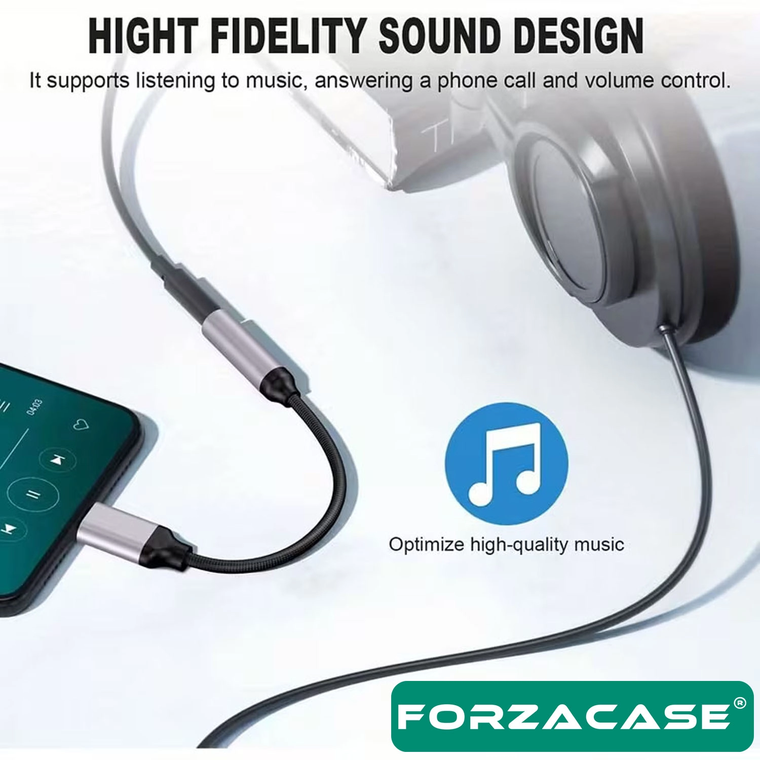 Forzacase Type-C Girişli Telefonlarla Uyumlu Kablolu Kulaklık Çevirici Jack Aux Çevirici - FC1207