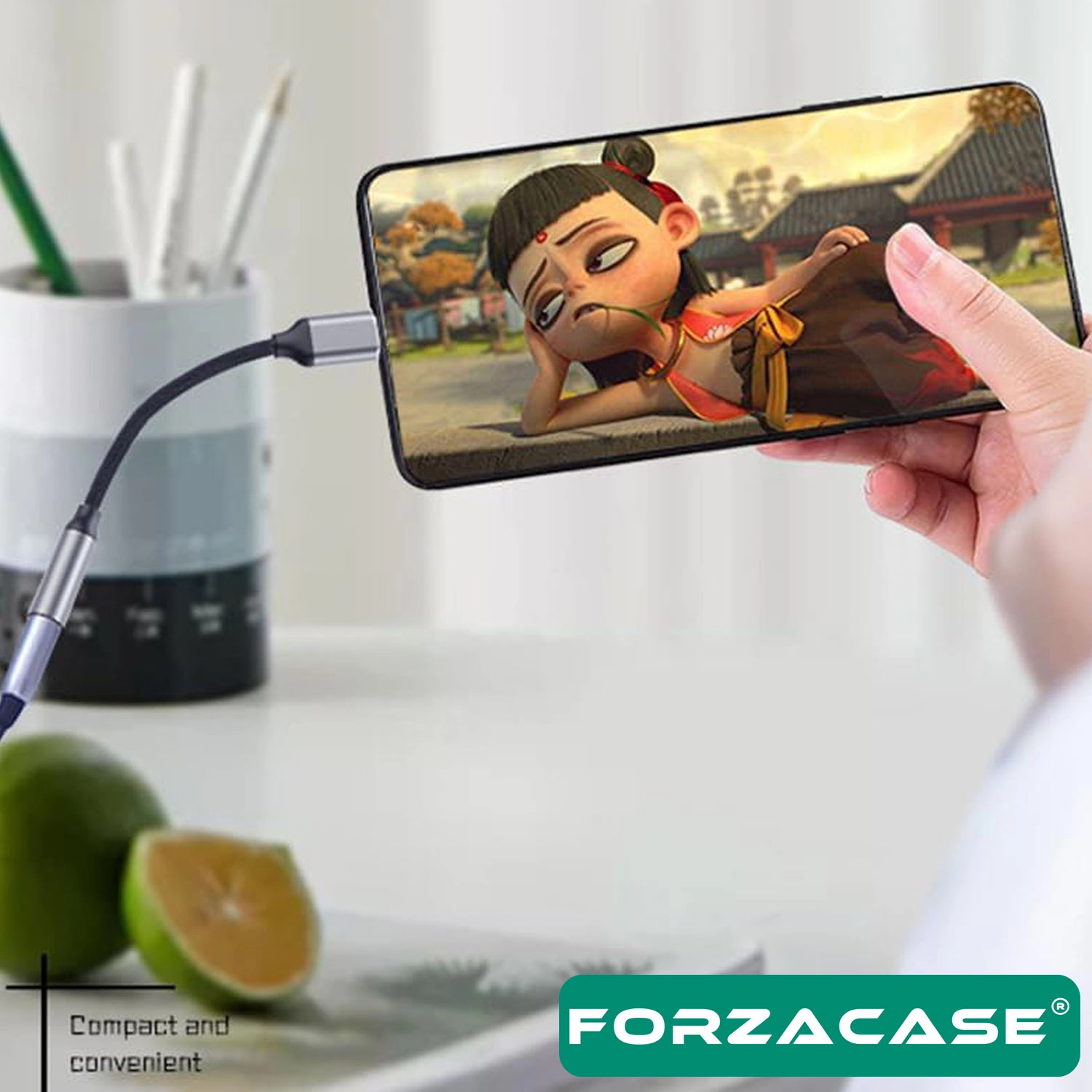 Forzacase Type-C Girişli Telefonlarla Uyumlu Kablolu Kulaklık Çevirici Jack Aux Çevirici - FC1207