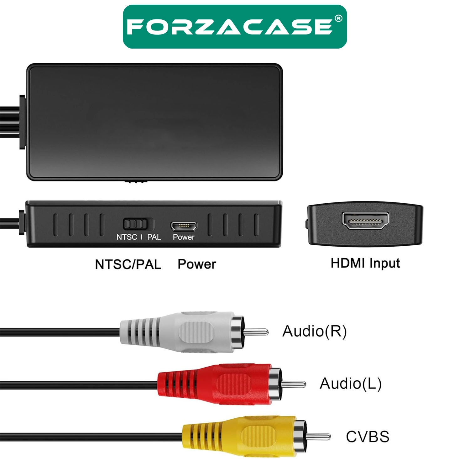 Forzacase AV to HDMI Çevirici Adaptör RCA (Kırmızı-Beyaz-Sarı) HDMI Dönüştürücü Full HD 1080p FC1209