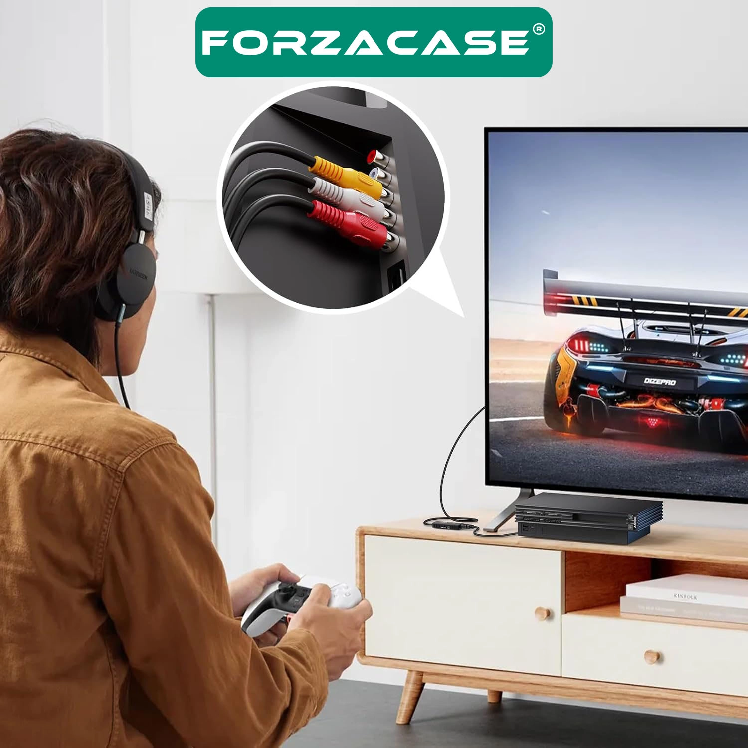 Forzacase AV to HDMI Çevirici Adaptör RCA (Kırmızı-Beyaz-Sarı) HDMI Dönüştürücü Full HD 1080p FC1209