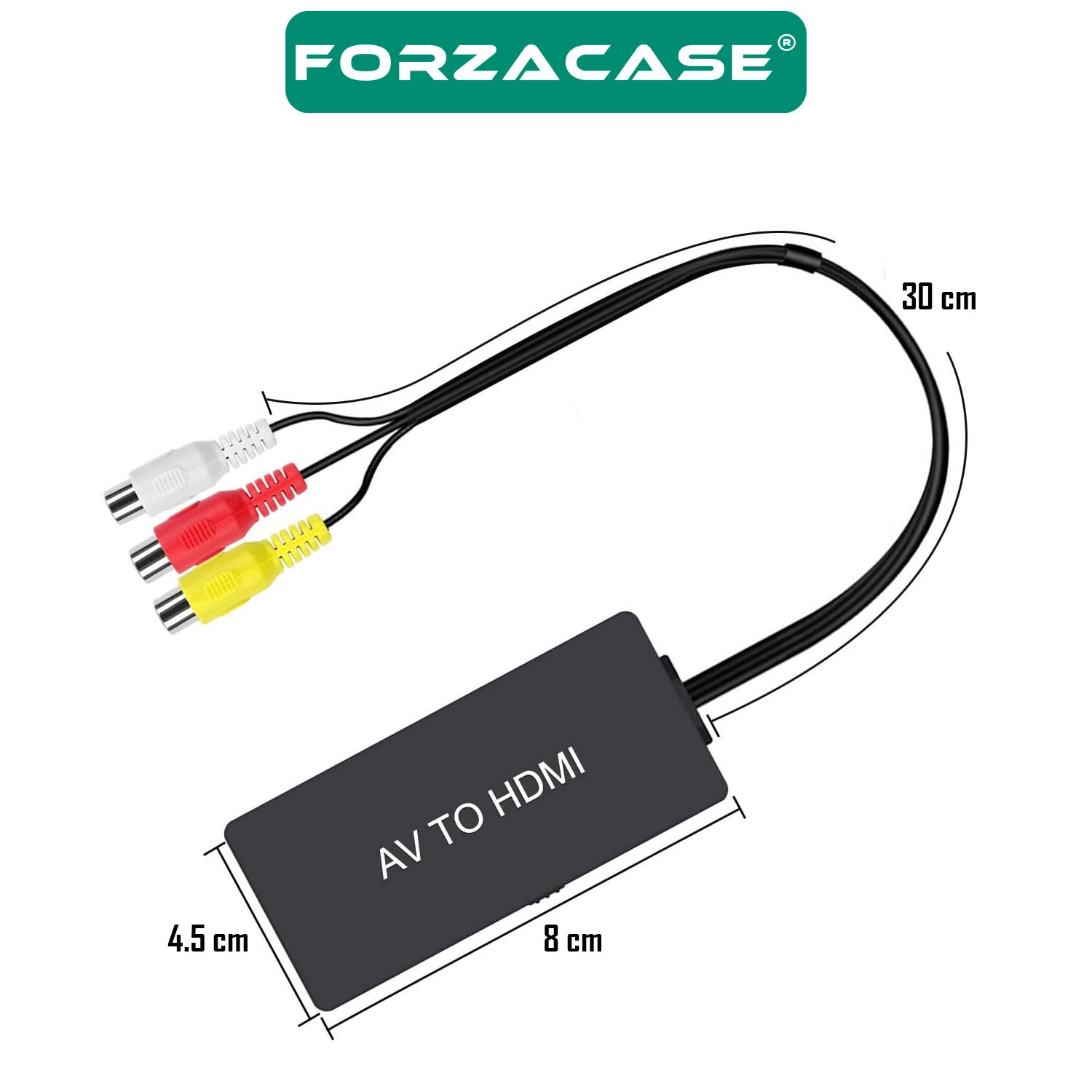 Forzacase AV to HDMI Çevirici Adaptör RCA (Kırmızı-Beyaz-Sarı) HDMI Dönüştürücü Full HD 1080p FC1209
