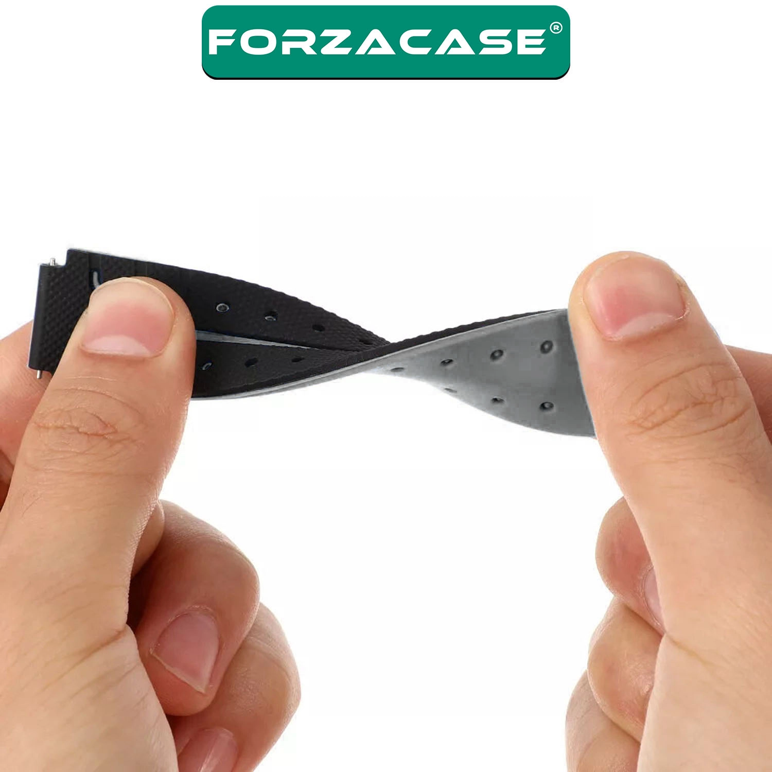 Forzacase 20mm Akıllı Çocuk Saatleri ile uyumlu Şık Silikon Kordon Kayış Siyah/Gri - FC1210