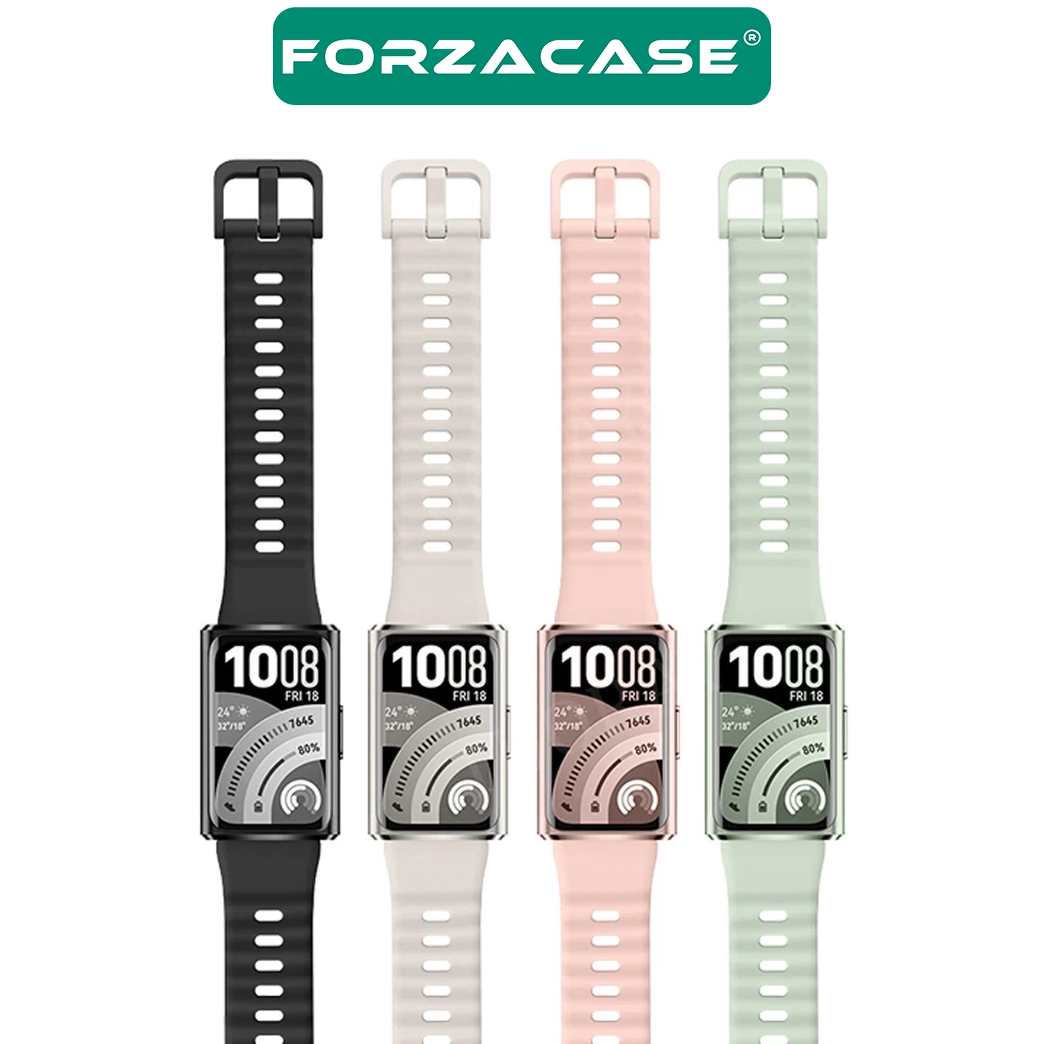 Forzacase Huawei Band 11 / 11 Pro ile uyumlu Tokalı Silikon Kordon Kayış - FC1212