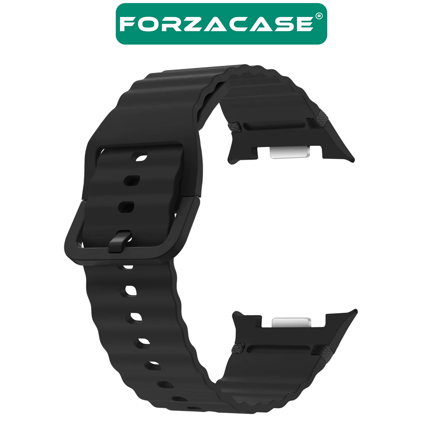 Forzacase Samsung Galaxy Watch 8 Classic / 40 / 44 mm ile uyumlu Wavy Style Tokalı Silikon Kordon Kayış - FC1214