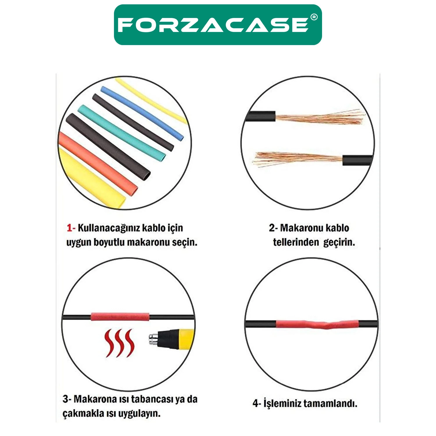 Forzacase Isı ile Daralana Kablo Koruyucu Makaron Seti 164 Parça - FC1218