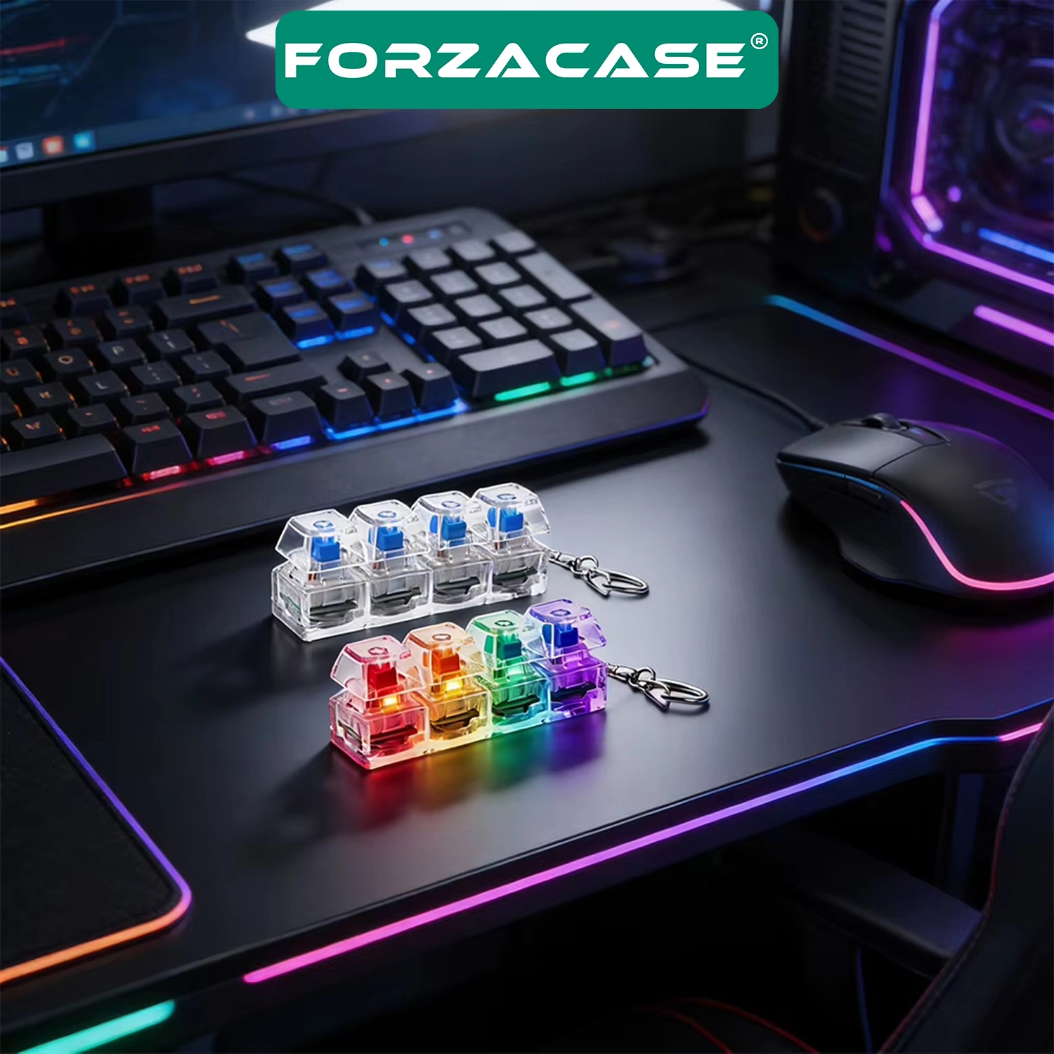 Forzacase 4 Tuş Mavi Switch RGB Mekanik Tuş Takımı Keycap Anahtarlık - FC1219