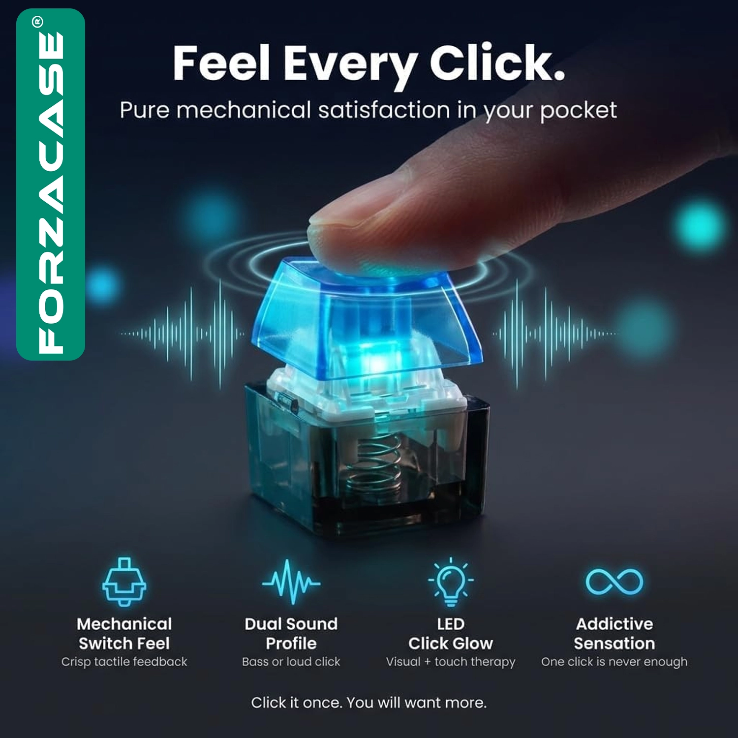 Forzacase 4 Tuş Mavi Switch RGB Mekanik Tuş Takımı Keycap Anahtarlık - FC1219
