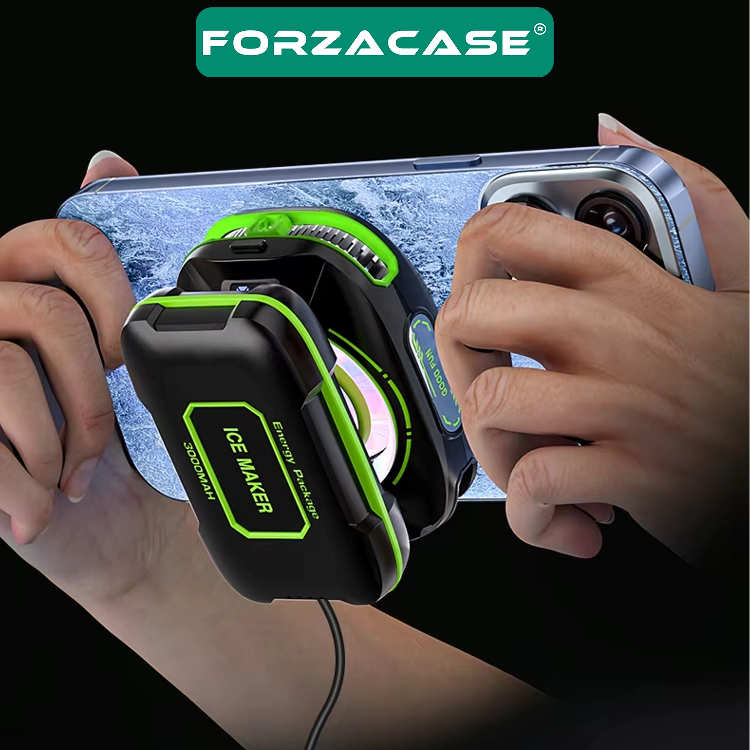 Forzacase RGB Manyetik Kablosuz 3000 mAh Powerbankli Telefon Soğutucu Radyatör Isı Önleyici Fan - FC1222