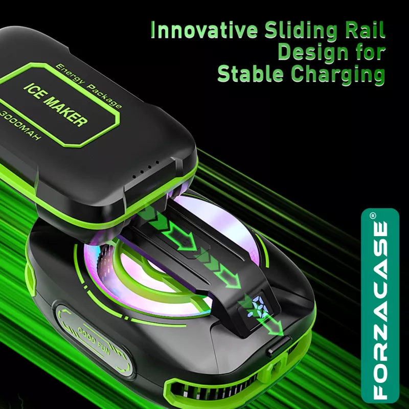 Forzacase RGB Manyetik Kablosuz 3000 mAh Powerbankli Telefon Soğutucu Radyatör Isı Önleyici Fan - FC1222