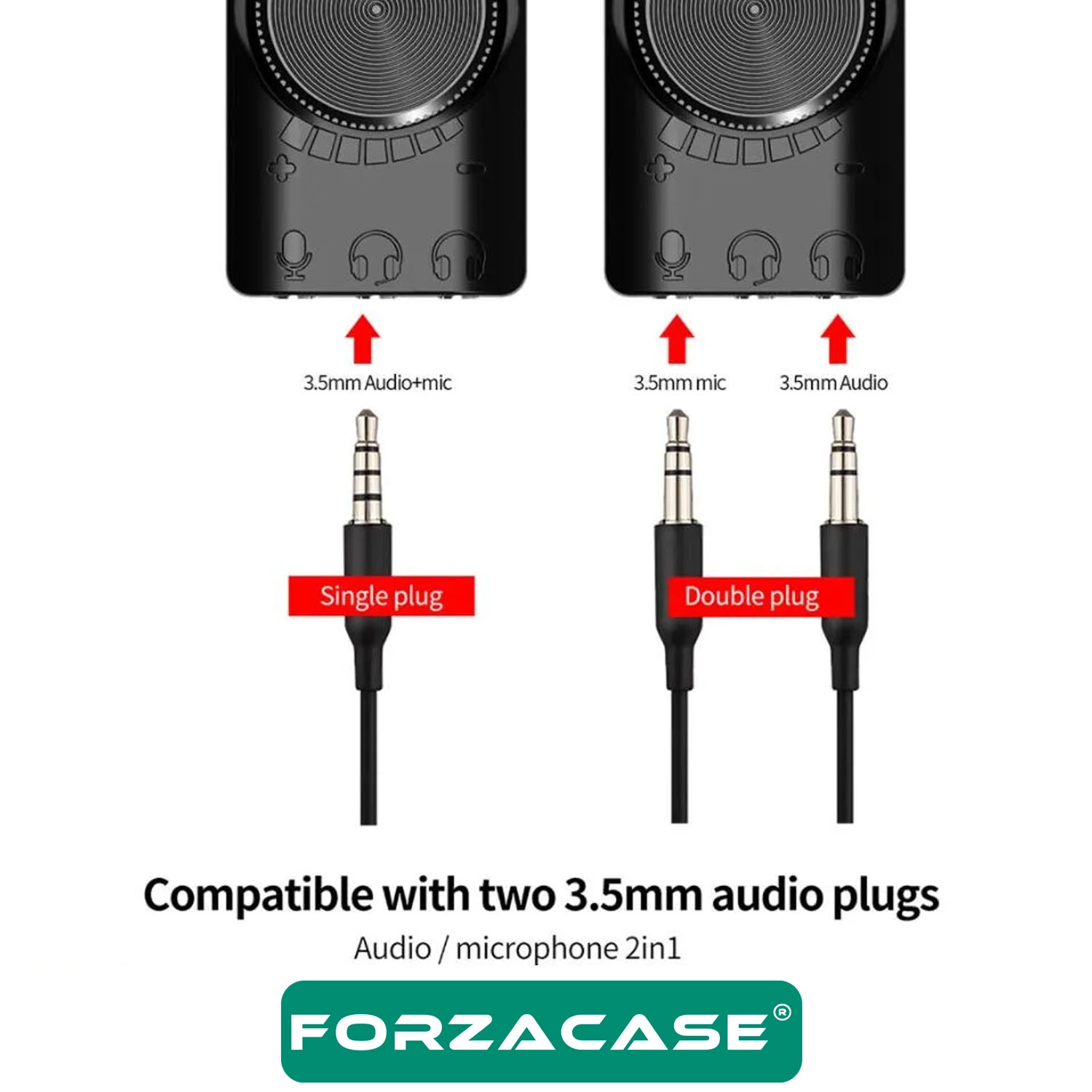 Forzacase USB DSP Harici Ses Kartı 7.1 Kanal 3.5mm Kulaklık Mikrofon Çevirici, PUBG LOL Efekt FC1225