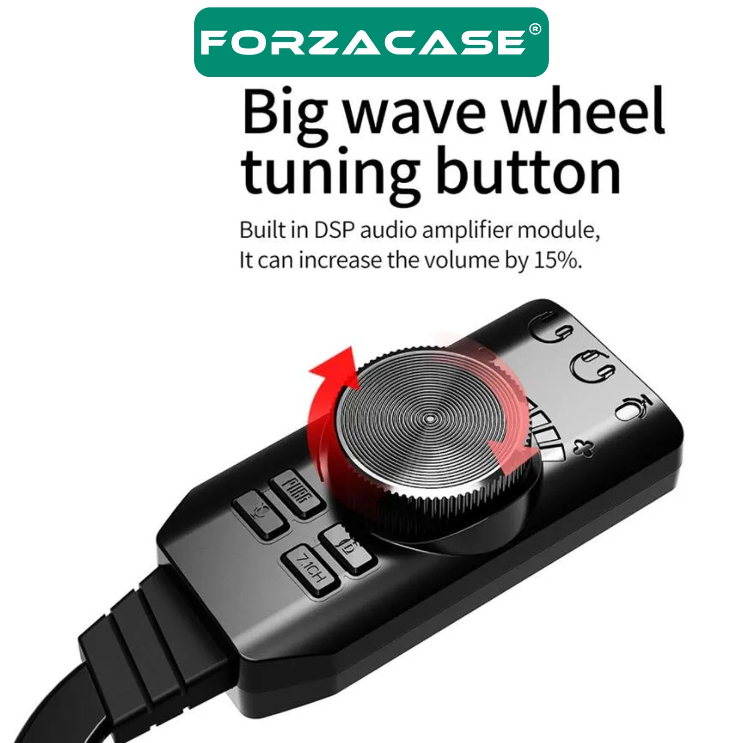 Forzacase USB DSP Harici Ses Kartı 7.1 Kanal 3.5mm Kulaklık Mikrofon Çevirici, PUBG LOL Efekt FC1225