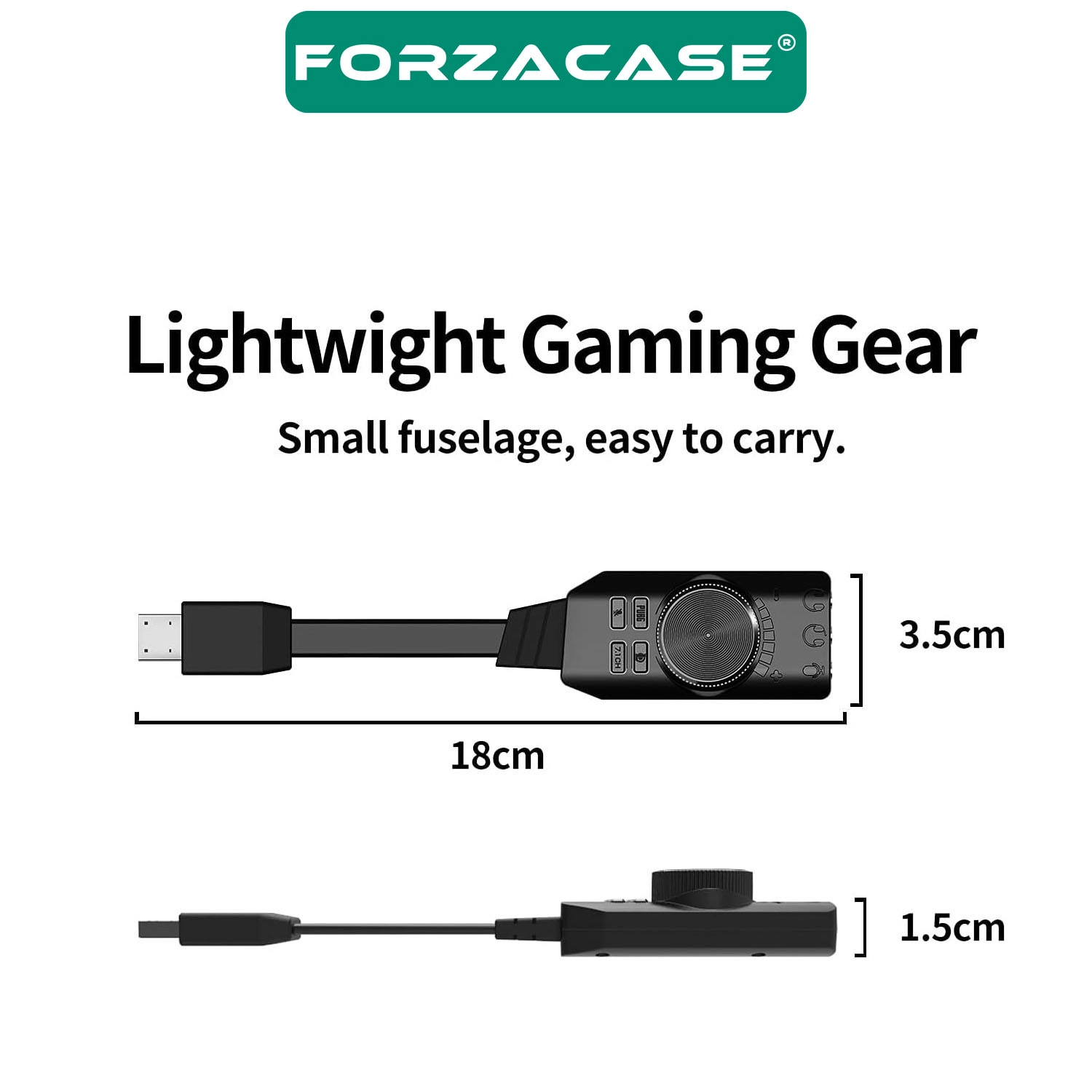 Forzacase USB DSP Harici Ses Kartı 7.1 Kanal 3.5mm Kulaklık Mikrofon Çevirici, PUBG LOL Efekt FC1225