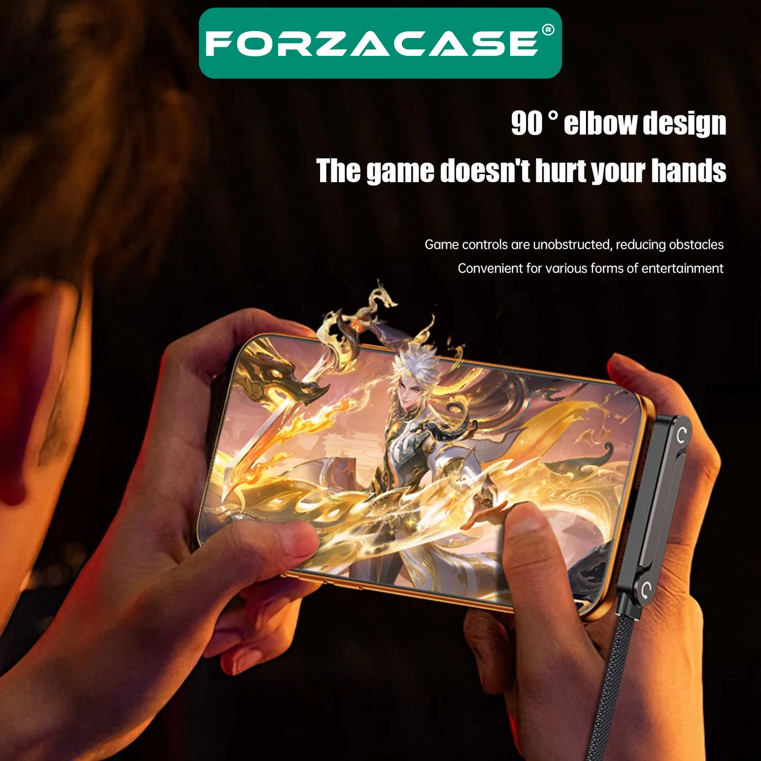 Forzacase 240W Type-C to Type-C Katlanabilir Standlı Hızlı Şarj Kablosu Yassı Örgü Tasarım - FC1227