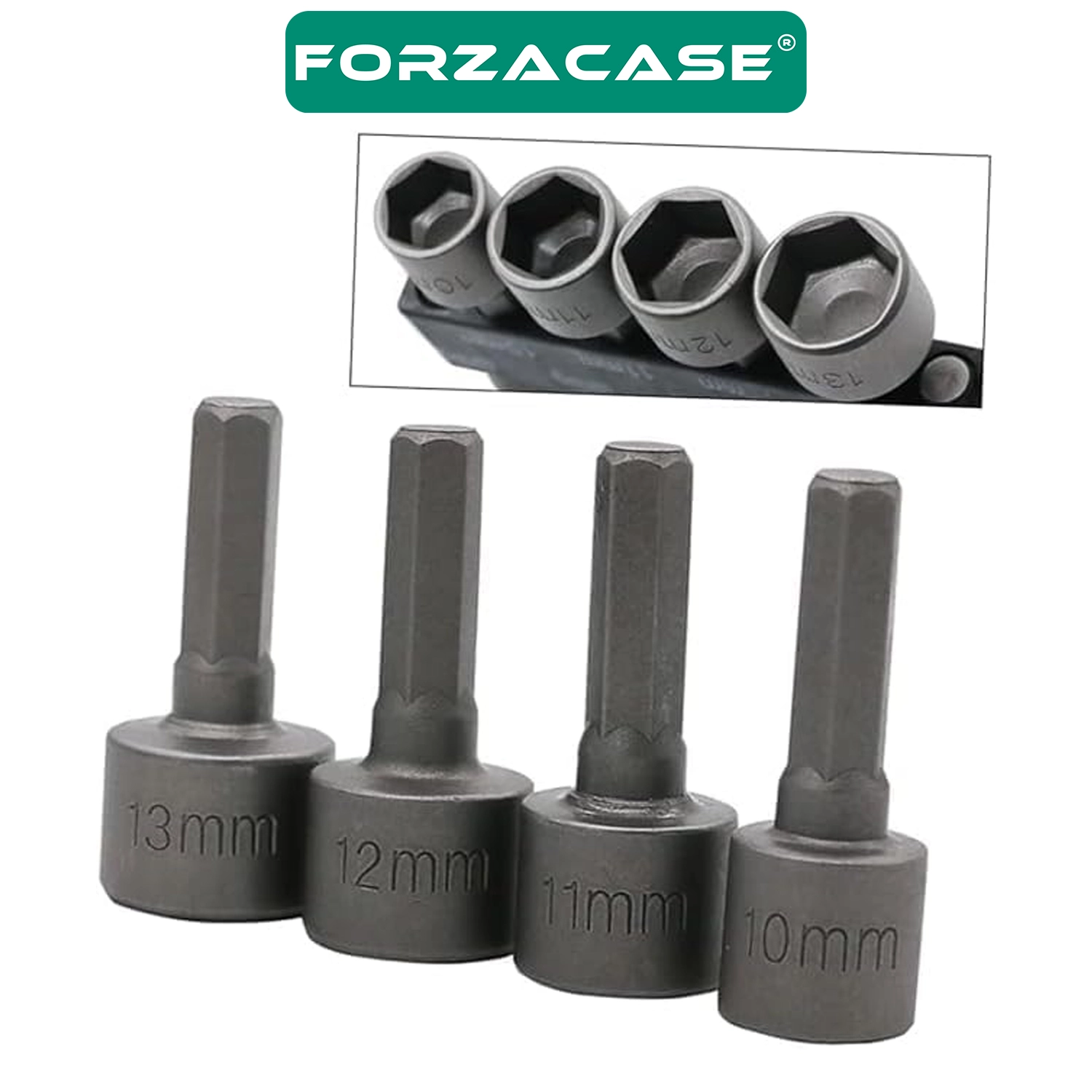 Forzacase 9 Parça Manyetik Somun Adaptörü Matkap Marangoz Seti 5mm - 13mm Arası Lokma Uç Takımı - FC1231