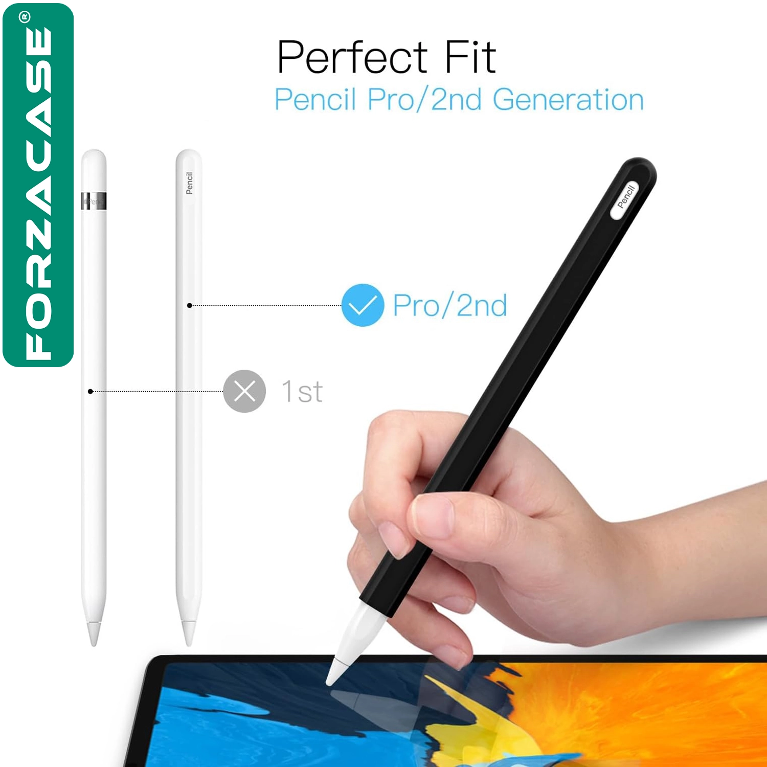 Forzacase Apple Pencil (2. nesil) ile uyumlu Manyetik Şarj Destekli İnce Ergonomik Kaymaz Koruyucu Kalem Kılıf - FC1232