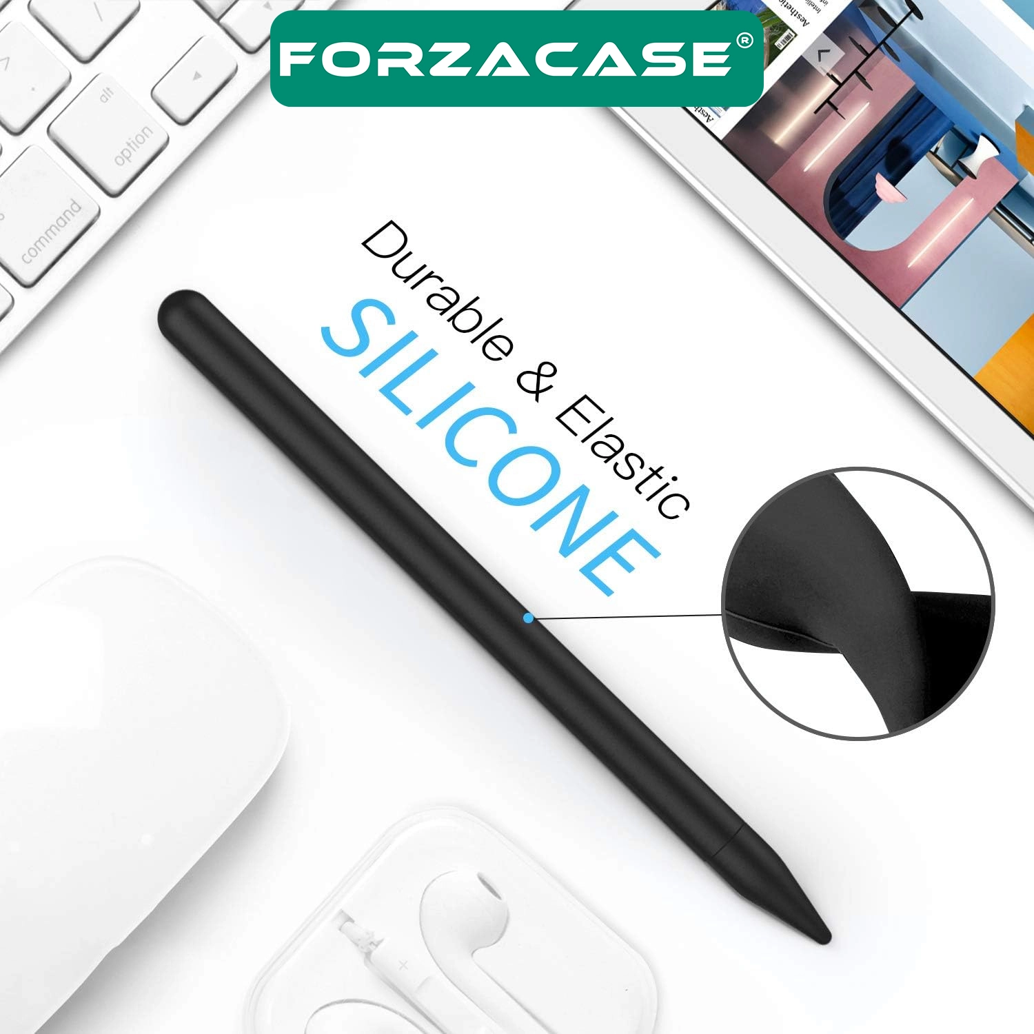 Forzacase Apple Pencil (2. nesil) ile uyumlu Manyetik Şarj Destekli İnce Ergonomik Kaymaz Koruyucu Kalem Kılıf - FC1232