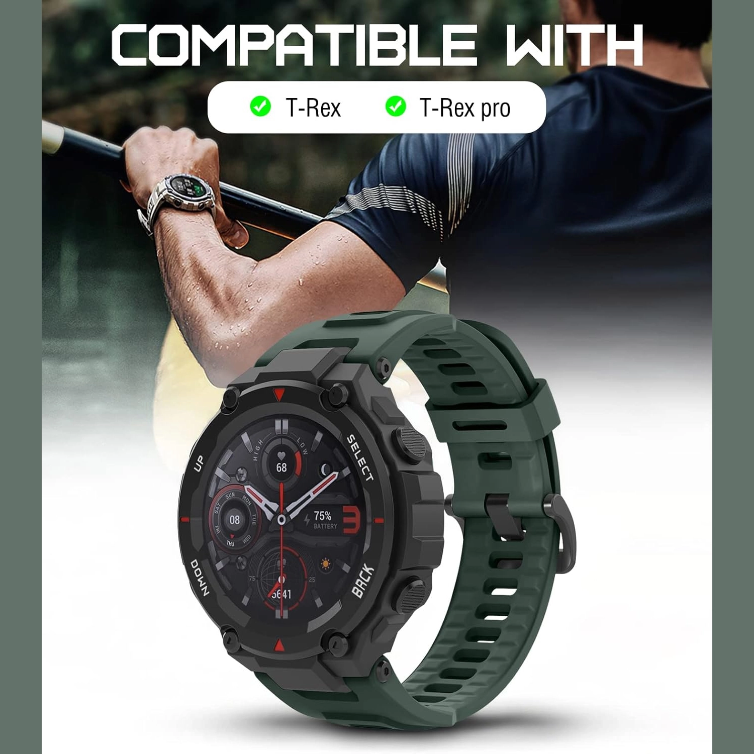 Forzacase Amazfit T-Rex / T-Rex Pro ile uyumlu Silikon Kordon Kayış - FC1237