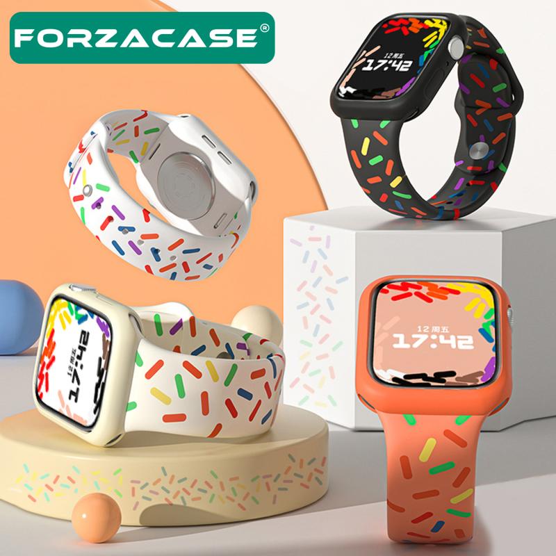 Forzacase Apple Watch Ultra 2 49mm için Renkli Damla Sportif Silikon Kordon Kayış - FC124