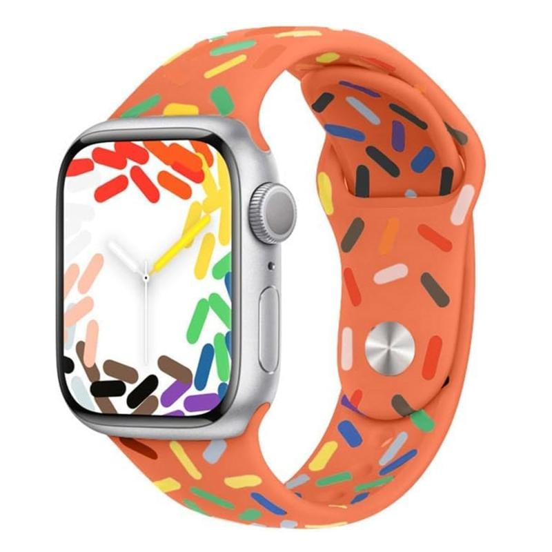 Forzacase Apple Watch 12 42mm için Renkli Damla Sportif Silikon Kordon Kayış - FC124