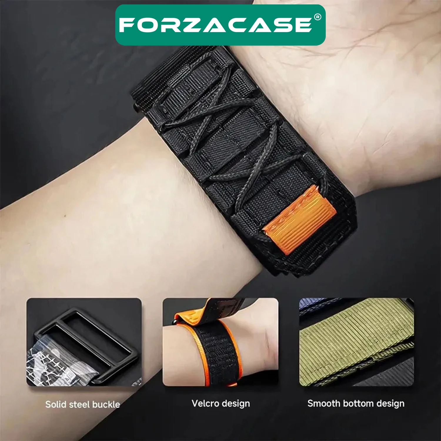 Forzacase Honor Watch 5 Pro ile uyumlu Orbital Örgülü Halat Tasarımlı Hasır Kordon - FC1240