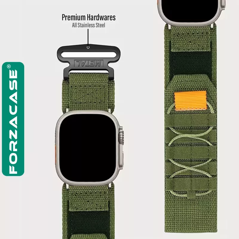 Forzacase Apple Watch 12 46mm ile uyumlu Orbital Örgülü Halat Tasarımlı Hasır Kordon - FC1241