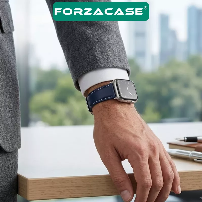 Forzacase Apple Watch Ultra 4 49mm ile uyumlu Suni Deri Kordon Kayış - FC1242