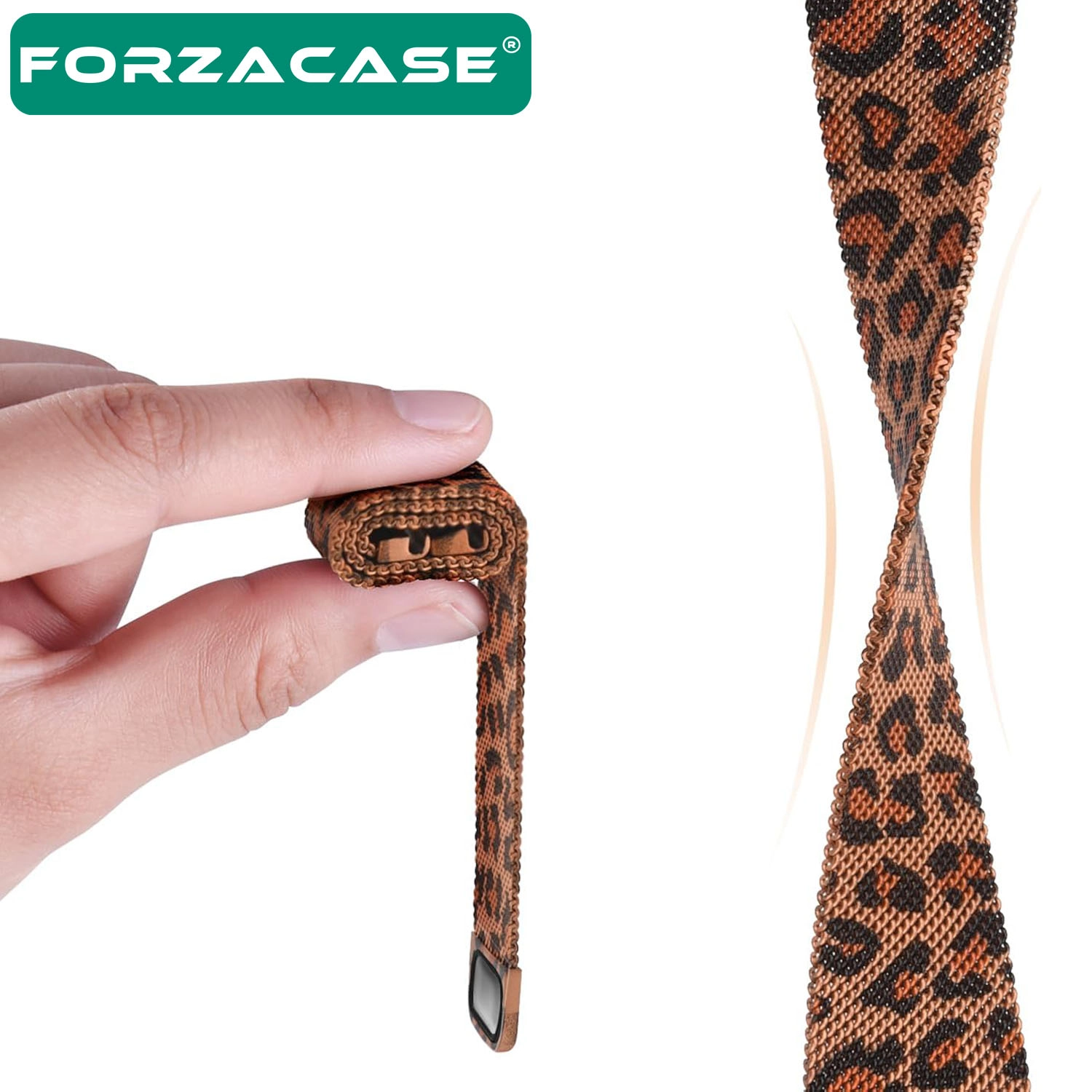 Forzacase Amazfit Pace / Pace 2 ile uyumlu Leopar Desen Metal Mıknatıslı Kordon Kayış - FC1245