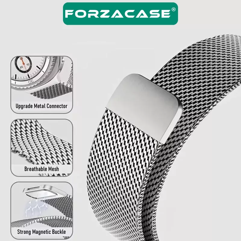 Forzacase Samsung Galaxy Watch 8 44mm ile uyumlu Metal Mıknatıslı Kordon Kayış - FC1246