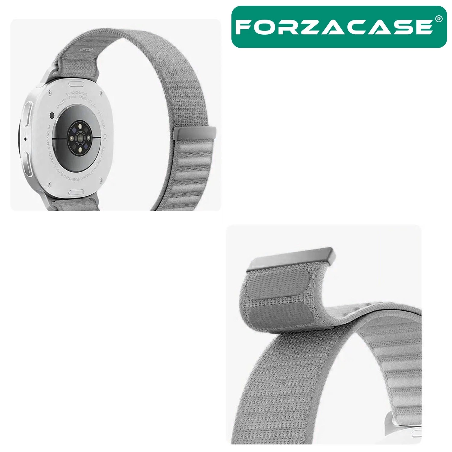 Forzacase Samsung Galaxy Watch 9 44mm ile uyumlu Cırtlı Hasır Örgü Kumaş Kordon Kayış - FC1248
