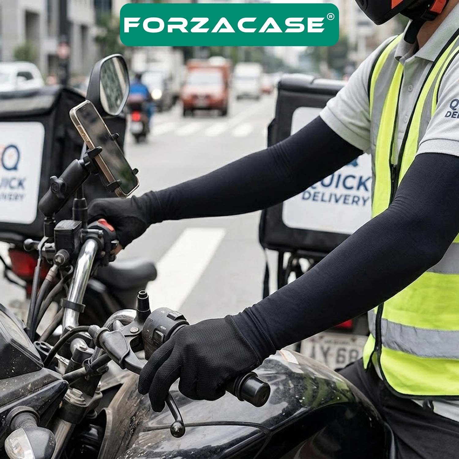 Forzacase UV Güneş Koruyucu Sporcu ve Kurye Kolluğu Esnek Likralı Kol Kılıfı Siyah - FC1250