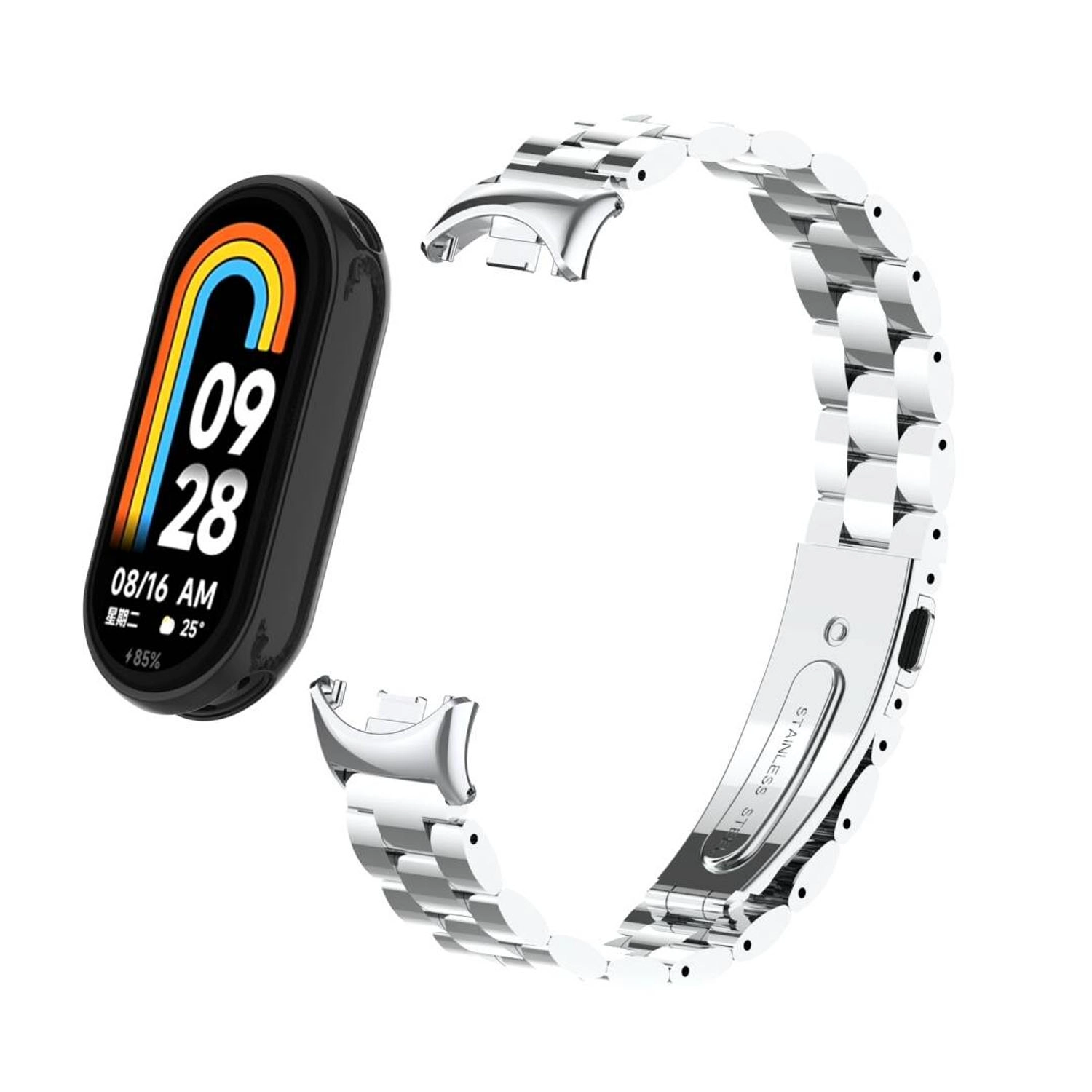 Forzacase Xiaomi Mi Band 8 / 9 / 10 ile uyumlu Metal Baklalı Kordon Kayış - FC1257